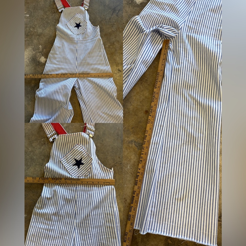 1970s striped superstar bell bottom overalls - Picture 8 of 8